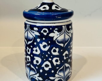 Handmade Blue Pottery Jar container gift