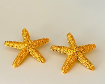 Star fish earrings, statement earrings, beach earrings, halloween earrings, gift for her, gold Stud earrings, gold earrings