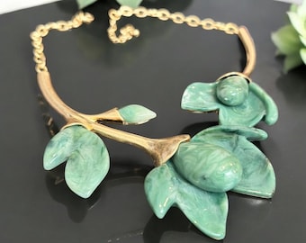 Handmade Green Floral Necklace for weddings, dinners or a gift