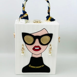 Bolso de mano blanco, Cartera blanca, Clutch de noche, Regalo de vacaciones