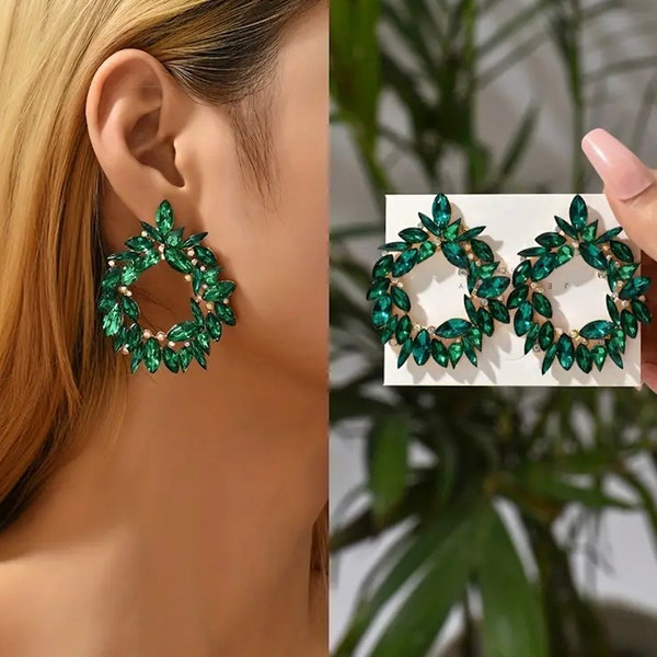 Large Green Earrings Etsy