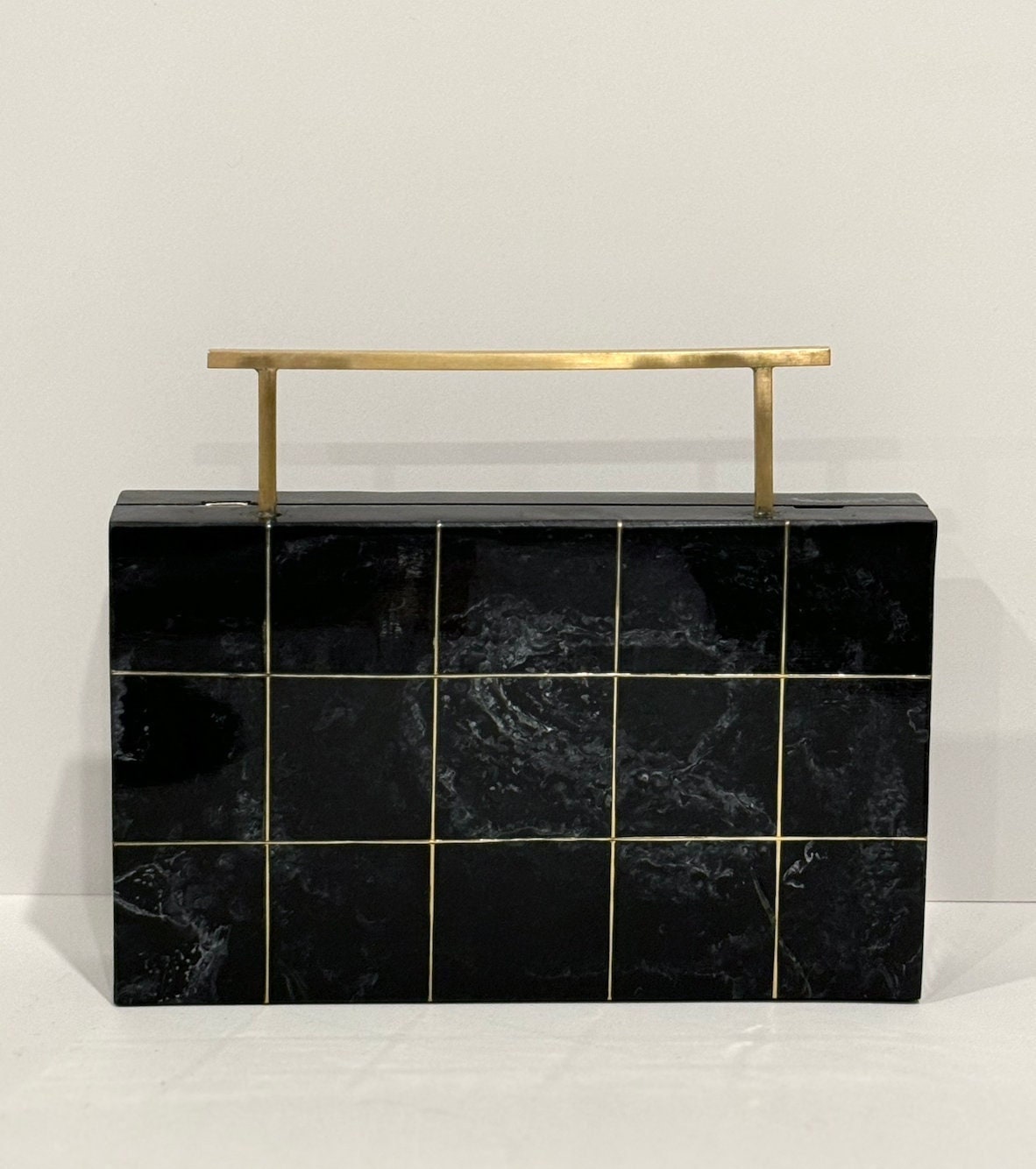 Handcrafted Black Clutch, Evening Bag, Acrylic Purse perfect for weddings and night out, Gift for her