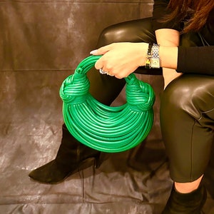 Green Wire Bag Vegan Leather Crossbody Handbag Evening Bag image 3
