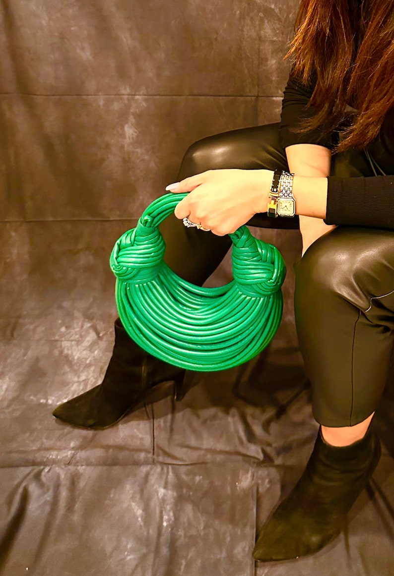 Green Wire Bag Vegan Leather Crossbody Handbag Evening Bag image 3