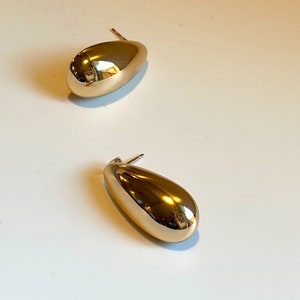 Big gold dome earrings , gold studs large , huge gold stud earring , round long gold earrings , chunky gold studs, gold dangle earrings