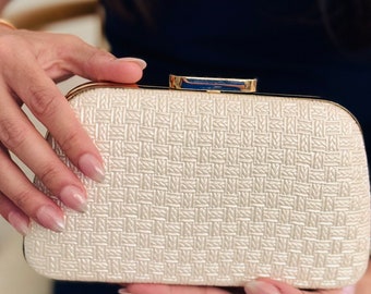White clutch purse, Ivory Clutch, Gift, Leather bag, shoulder bag