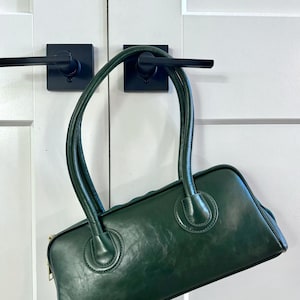 Green vegan leather shoulder bag, Casual everyday bag | evening bag | gift