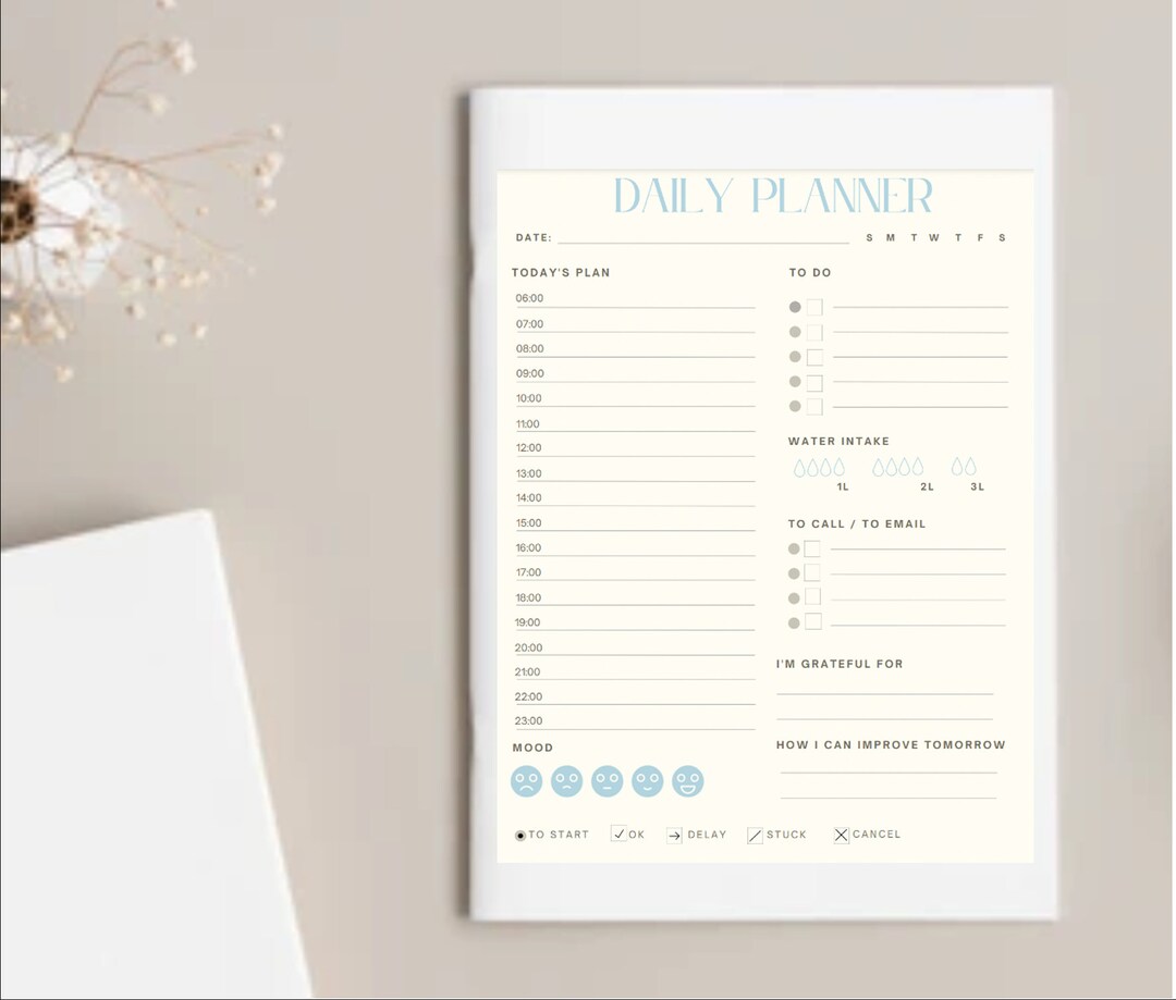 Daily Planner Printable, Instant Download, Digital Planner, Printable ...