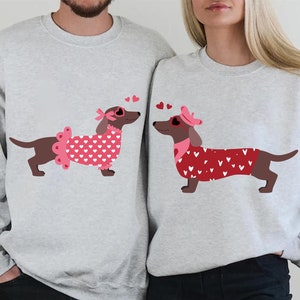 Dachshund Valentine Couple Shirt Svg, Weiner Dog Svg, Valentines Day Dog Svg, Dachshund Svg, Dachshund Love Svg Digital Download