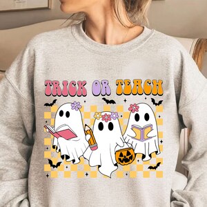 Trick Or Teach SVG, Halloween Lehrer Design, lustige Lehrerin Design, Geist Lehrer Kürbis Design, gruselige Lehrer Sublimation geschnitten Datei, digitale Datei
