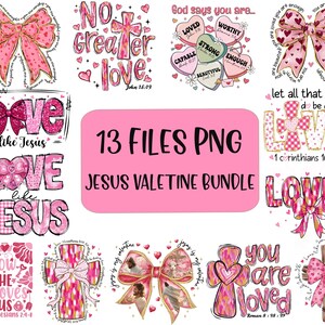 Retro Christian Valentine Day Png Bundle, Coquette Valentine Bows Png, Cupid Png, Jesus Valentine Png, Pink Brushstroke Cross Png, Love Png