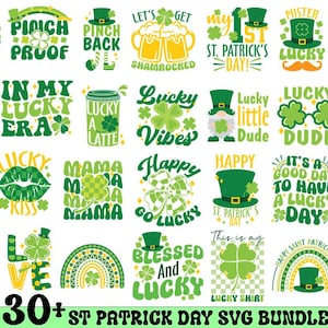 St Patrick's Day Lucky Svg Bundle, Irish Svg, St Patrick's Day, Shamrock Svg, Clover Svg, Retro Patrick's Svg, Rainbow Svg, Lucky Svg