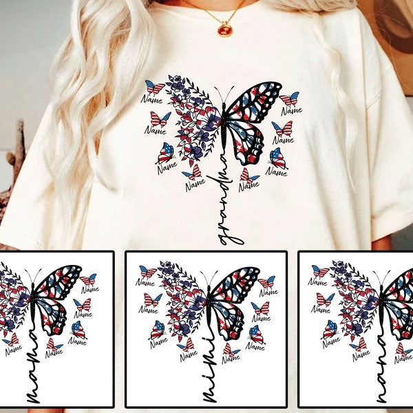 Personalization Mama Png Bundle Patriotic Butterfly Png, 4th Of July Png, USA Flag Png, Independence Day Png, Floral Butterfly png for Woman