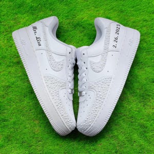 Gepersonaliseerde bruiloft Air Force 1 sneakers, aangepaste bruiloft bruid AF1 sneakers, aangepaste bruiloft sneaker, trouwschoenen cadeau, gratis verzending