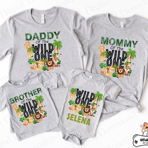 Familia de Wild One a juego (PNG), cumpleaños de safari con animales de la selva para niños (PNG), cumpleaños de safari para niño (PNG), cumpleaños familiar a juego