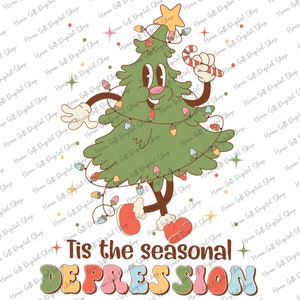 Tis The Seasonal Depression Svg, Choinka Svg, Tis The Season Svg, Święty Mikołaj Svg, Oddział Bożonarodzeniowy Svg, Modny Vintage Christmas Svg