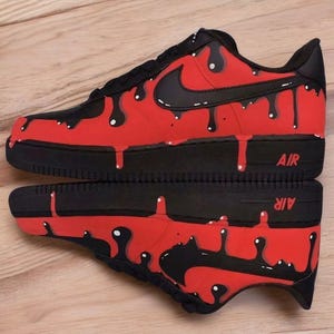 Custom Red Drip Air Force 1 Sneaker, Custom Hand Painted Red Drip AF1 Shoes, Hand Painted AF1 Sneaker, Personalized Shoes, AF1 Shoes Gift