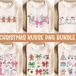Merry Christmas Nurse Png Bundle, Nurse Life Png, Merry Christmas Nurse Png, Nursing Xmas Png, Nurse Coquette Christmas Png Digital
