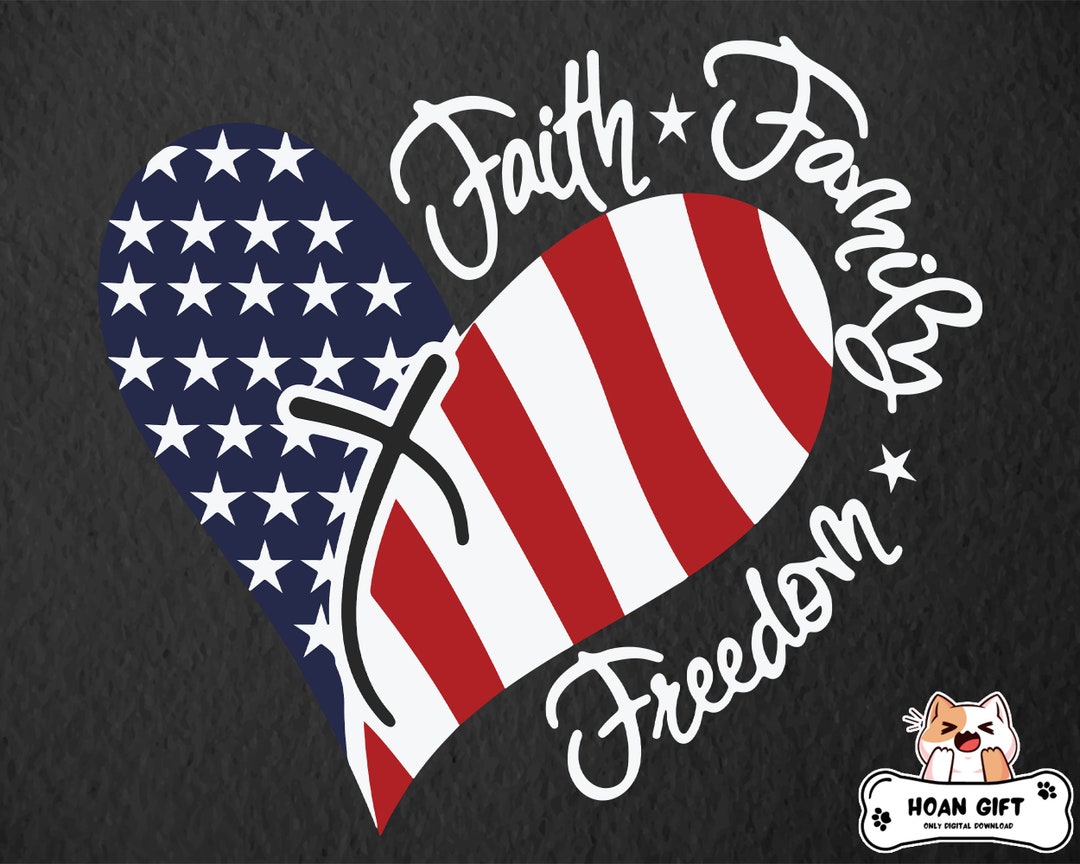 Men's 4th Of July Patriotic T-Shirt - V-Neck American Flag Print Faith Family Freedom Tee