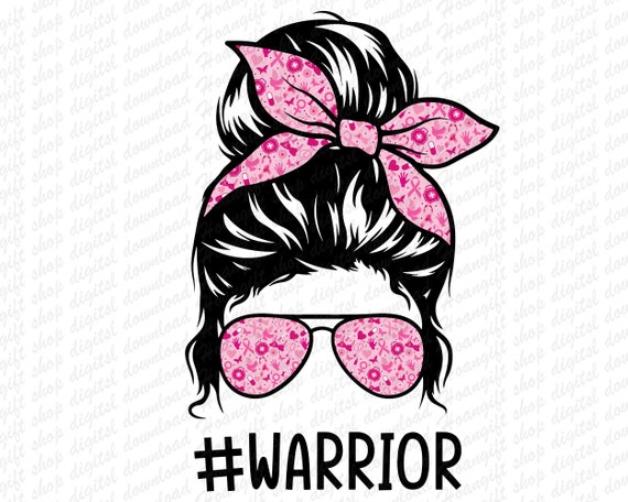 Breast Cancer Warrior SVG, Breast Cancer Messy Bun SVG By  LemonStudioCreations