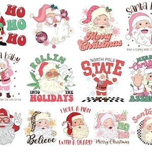 Santa Christmas Bundle Sublimation Png, Pink Santa Png, Pink Christmas Png Bundle, Xmas Party Png, Christmas Png, Christmas Gifts