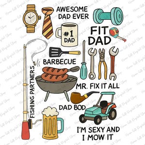 Awesome Dad Ever Png, Fit Dad Png, BBQ Dad Png, Funny Dad Quotes Png, Beer For Dad, Tools Gift for Dad, Dad Life Png, Happy Father's Day Png