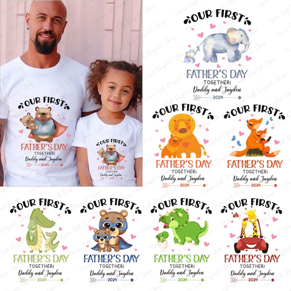 Personalized Our First Father's Day Together Png Bundle, New Dad And Baby Png, First Fathers Day Png, Matching Daddy Baby, First Fathers Day
