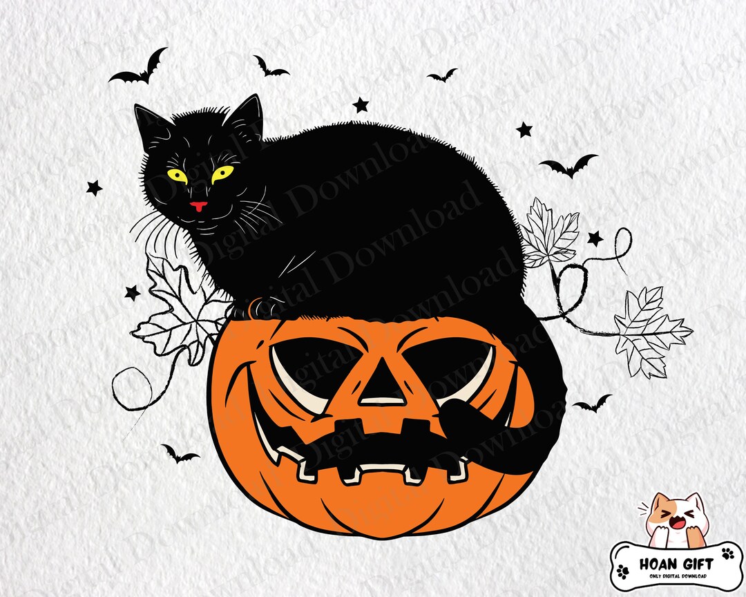 Halloween Black Cats Pumpkin Svg, Happy Halloween Svg, Cat and Pumpkin ...