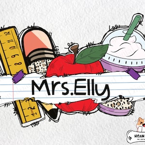 Personalization Teacher Life Png, Custom Name and Text, Coffee Apple Pencil Split Monogram Frame, Teacher Appreciation, Back to School Png