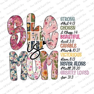 She Is Mom Png , Love Mom Png, Colorful Mom Designs, Bible Verses Png, Mothers Day Design, Mom Life Png, Best Mom Ever Png, Mom Lover Png