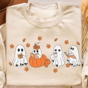 Ghost Fall Svg, Cute Ghost Pumpkin Svg, Trending Halloween Svg, Spooky Vibes Svg, Ghost Reading Books Svg, Halloween Teacher Gift