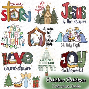 Christian Christmas Png Bundle, Retro Christmas Png, Retro Christian Png, Religious Christmas, Jesus Christmas, Merry Christmas Png
