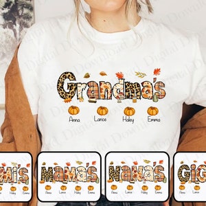 Personalization Grandma Pumpkins Png, Grandma & Grandkids Png, Happy Thanksgiving, Mimi Png, Custom Name Png, Mama Png, Pumpkin Season Png