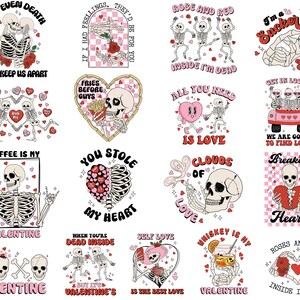Valentine Skeleton Bundle Png, Retro Valentine Skeleton Png, Anti Valentine Skeleton Png, Love Skeleton Png, Single Season Vibes Png