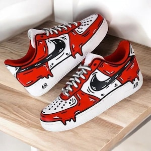 Custom Red Drip Air Force 1 Sneaker, Custom Hand Painted Red Drip AF1 Shoes, Hand Painted AF1 Sneaker, Personalized Shoes, AF1 Shoes Gift