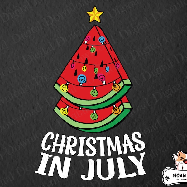 Christmas In July Watermelon Xmas Tree Svg, Summer Vibes, Beach Vacation, Holiday Svg, Tropical Svg, Svg, Png Files For Cricut Sublimation