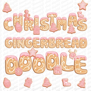 Alfabeto de pan de jengibre de Navidad, números de letras de galleta de jengibre, imágenes prediseñadas de Navidad, letras de garabato de Navidad, PNG de Navidad, fuente de Navidad