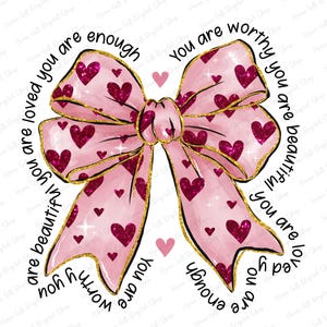Sie sind würdig Schleife Png, Valentinstag Design Png, niedlicher christlicher Kokette Png, Girly Glaube Png, trendiges Bogen Design Png Digital