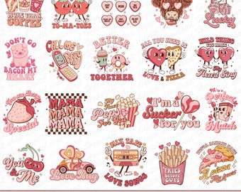 Retro Valentine Png Bundle, Groovy Valentine Png, Valentine Png, Love XOXO Png, Be Mine Png, Valentine Designs Png, Better Together Png