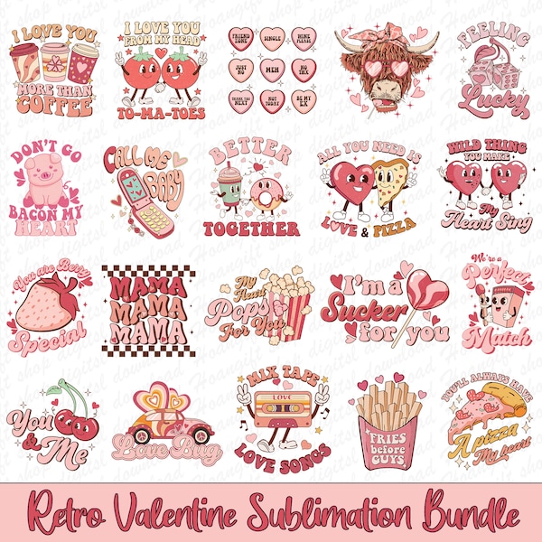 Retro Valentine Png Bundle, Groovy Valentine Png, Valentine Png, Love XOXO Png, Be Mine Png, Valentine Designs Png, Better Together Png