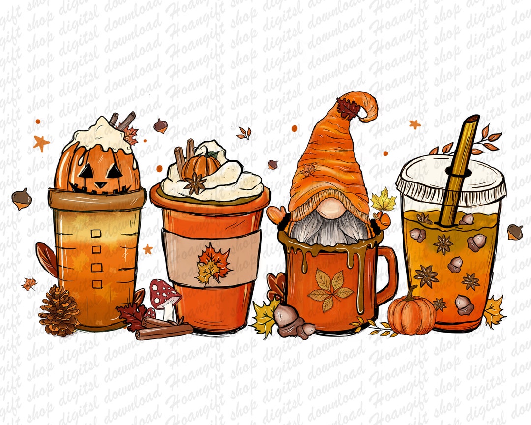 Fall Coffee Drink Png, Autumn Sublimation Design, Orange Pumpkin Latte ...