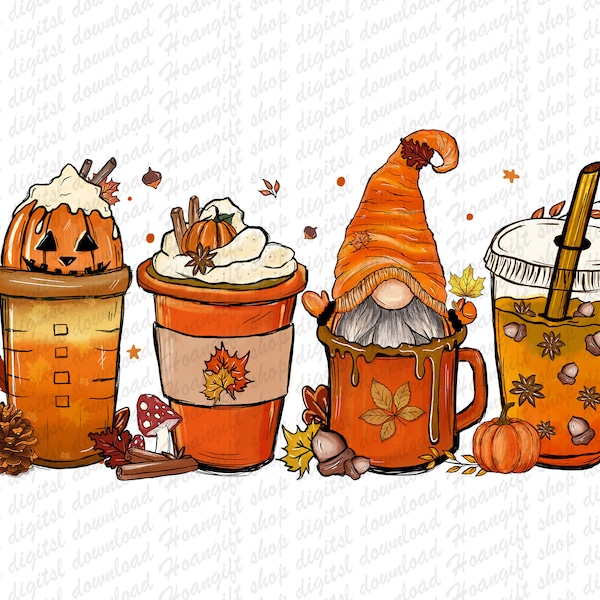 Fall Coffee Drink Png, Autumn Sublimation Design, Orange Pumpkin Latte png, Pumpkin Coffee Latte Png, Pumpkin Spice Latte Iced Warm Autumn