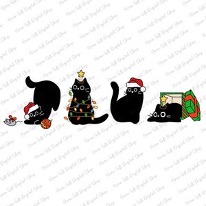 Gato negro en Navidad Svg, Gato lindo en Navidad Svg, Amantes de los gatos Svg, Meowy Christmas Svg, Christmas Squad Svg, Cat Mommy Svg Digital
