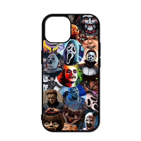 Horror Movie Characters Mash Up - Horror Movies - Horror Rubber iPhone 15 Case - Halloween - Creepy - Spooky - Trick or Treat - Scary