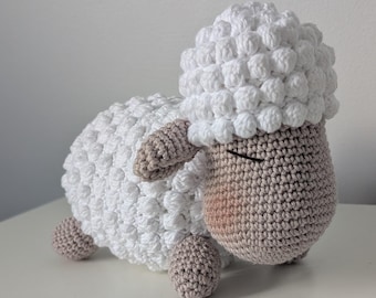 Cute Lamb plushie - Handmade Crochet Sleepy Lamb soft toy - nursery decor