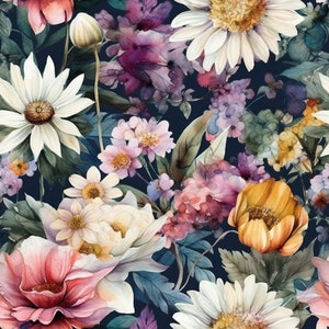 floral watercolor seamless pattern digital download