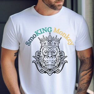 Stoner T Shirt Unisex: King of the Smoke Trippy T shirt for men and women with psychedelic design. Unique Funny shirt. Stoner Gifts