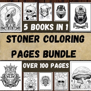 Stoner Coloring Pages for Adults 5 books Bundle Trippy Coloring Pages Psychedelic Coloring Book for Adults Coloring Pages Grayscale Coloring