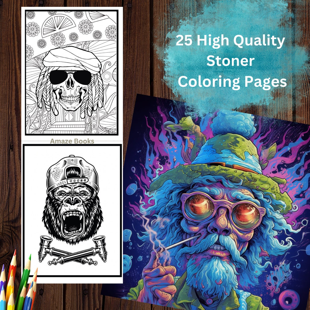 Stoner Coloring Pages for Adults Vol 4. 25 High Quality Grayscale