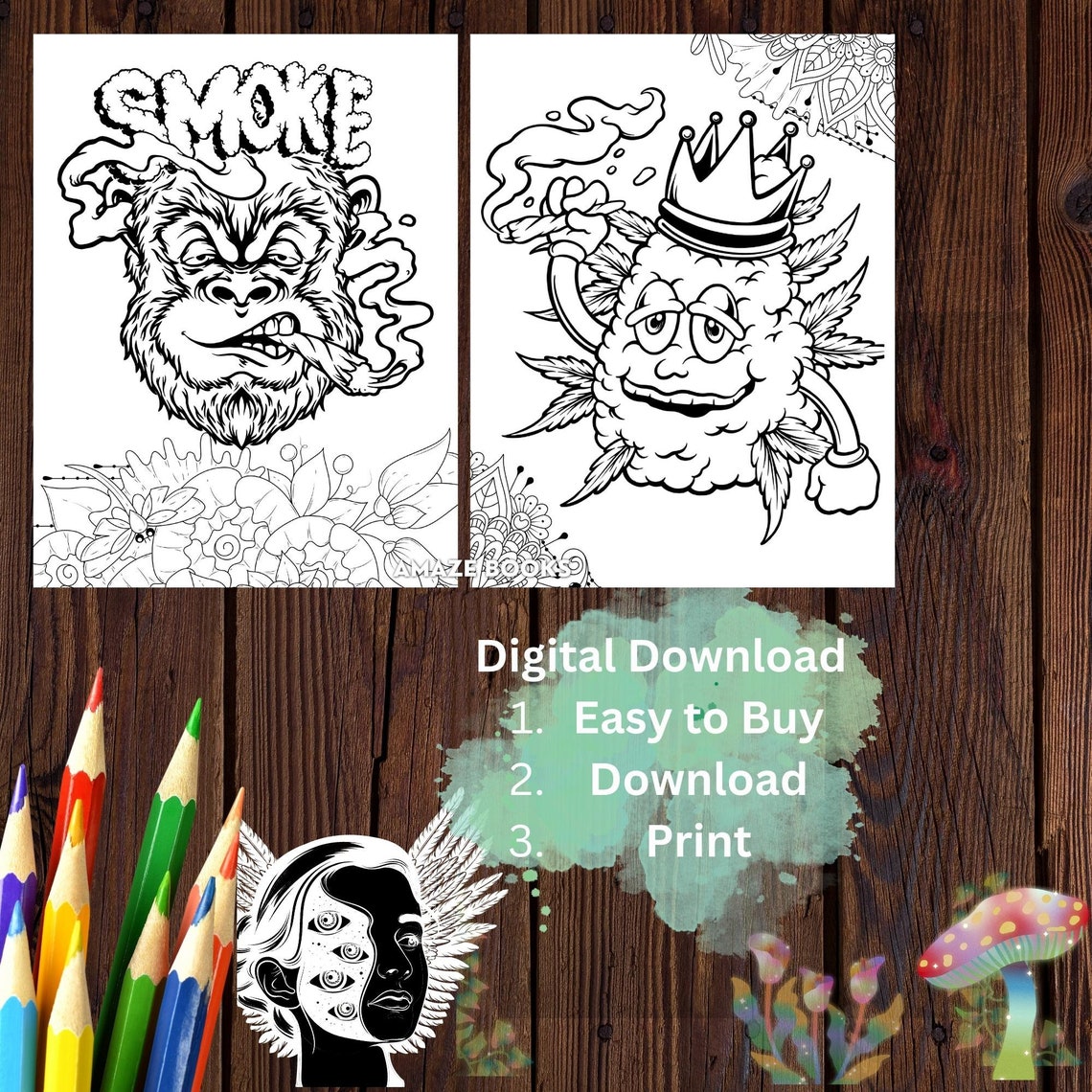 Stoner Coloring Pages: Made for Adults With Relaxing and Psychedelic ...